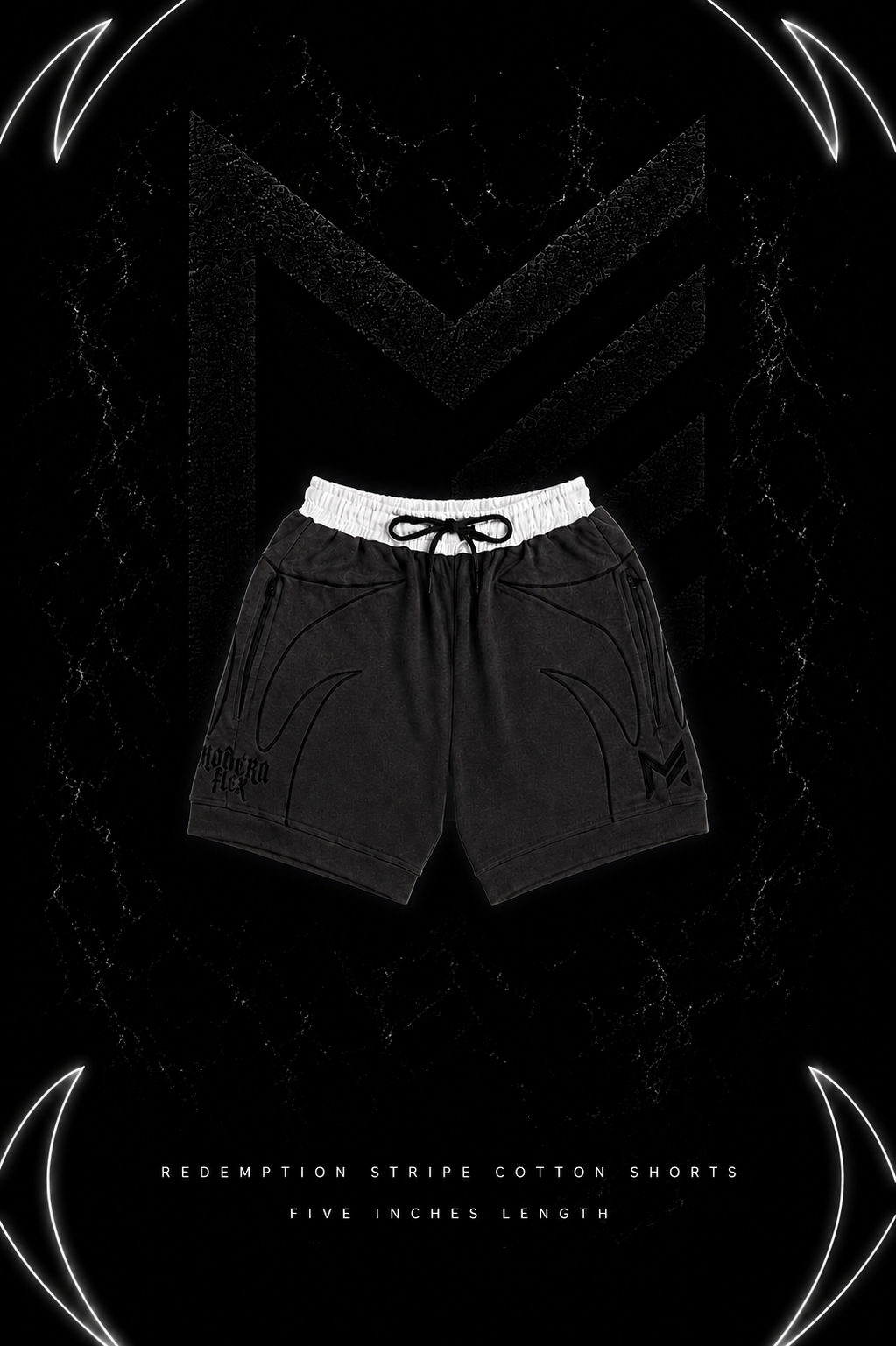 Redemption Stripe cotton shorts dark grey