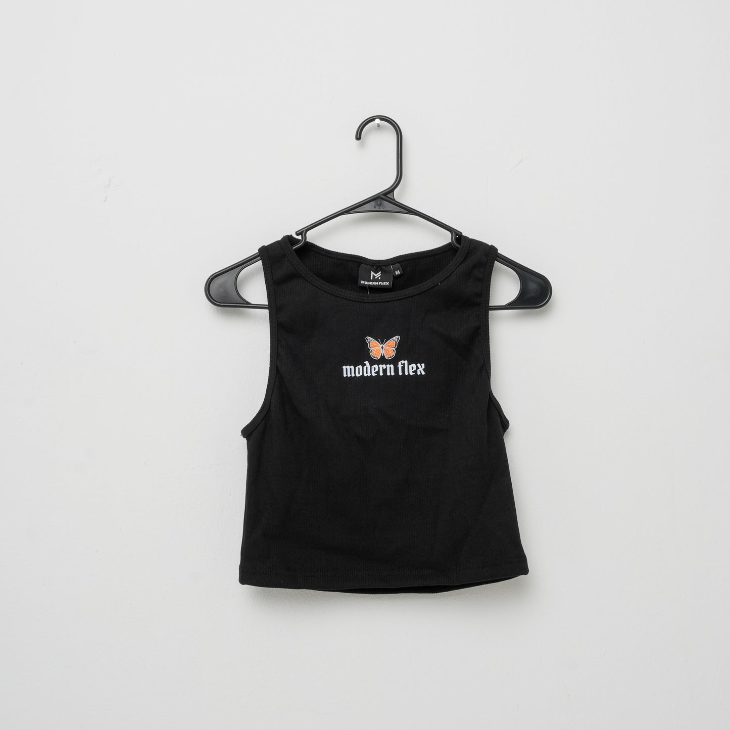 BUTTERFLY DROP CROP TANK BLACK