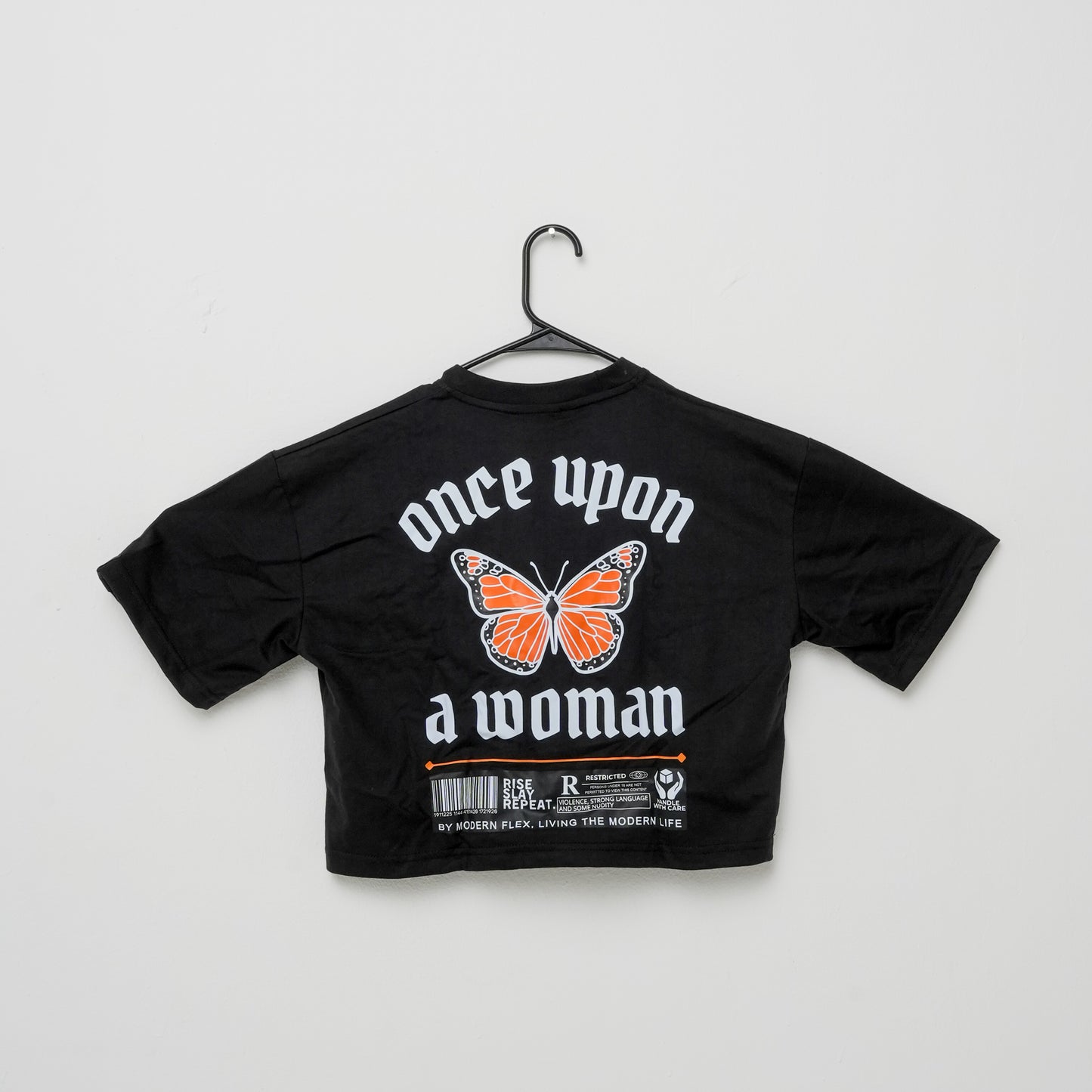 BUTTERFLY DROP CROP TOP BLACK