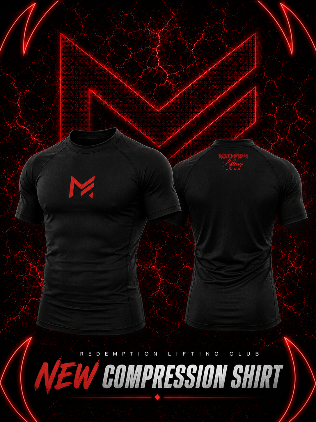 LIFTING CLUB black and Red Compression Shirt