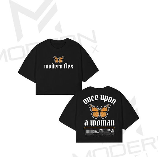 BUTTERFLY DROP CROP TOP BLACK